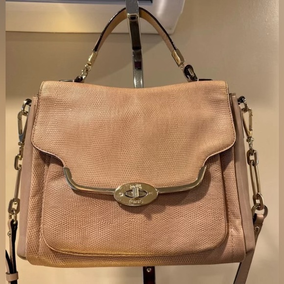 Pre-Loved COACH MADISON NUBUCK LIZARD SADIE FLAP SATCHEL - Picture 1 of 10